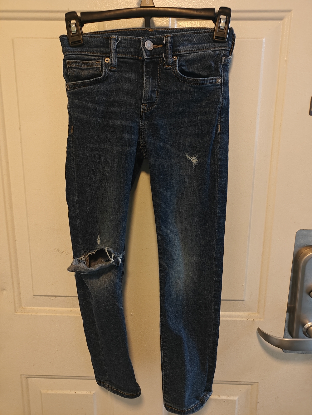 Old Navy Dark Blue Skinny Jeans with Knee Distress
